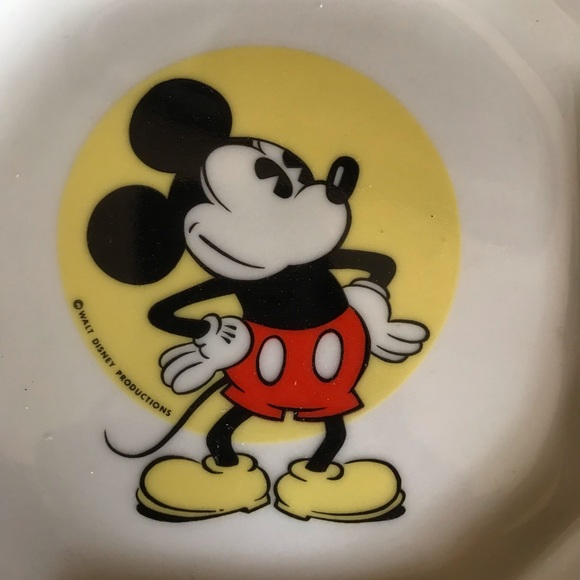 Vintage Mid Century Mickey Mouse Walt Disney Collector Rare Tin Enamel Art Plate - Picture 4 of 4